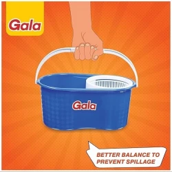 Gala Aqua Spin Mop with 4 Wheels & Big Bucket with 2 Microfiber Refills, Floor Cleaning Mop with Bucket, pocha for Floor Cleaning, Mopping Set (White and Blue)